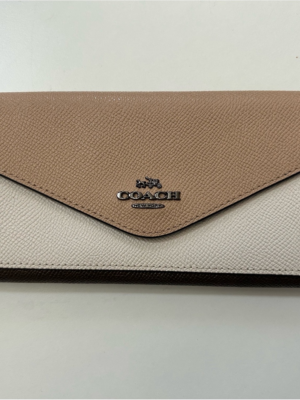COACH Tricolor Tan, Cream, and Brown Envelope Wallet